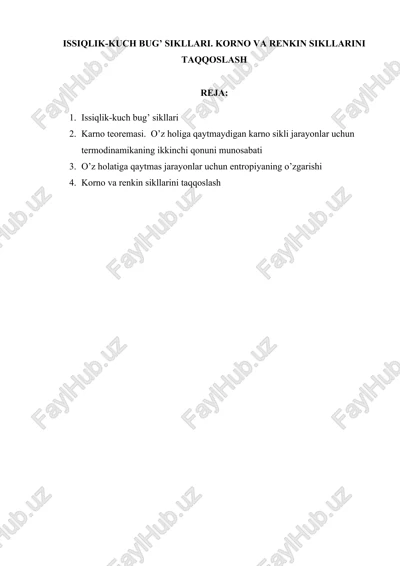 issiqlik-kuch bug’ sikllari — DOCX