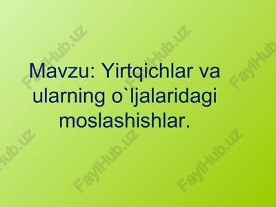 yirtqichlar va ularning o`ljalaridagi moslashishlar — PPT