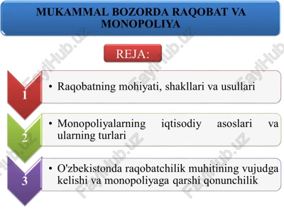 mukammal bozorda raqobat va monopoliya — PPT