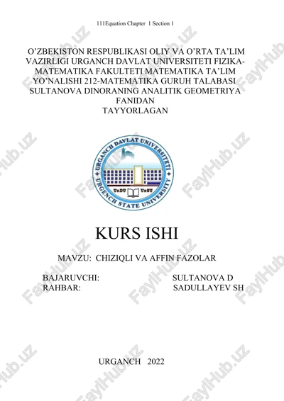 chiziqli va affin fazolar — DOCX