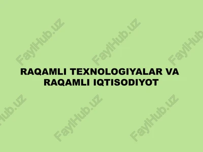 raqamli iqtisodiyot — PPTX
