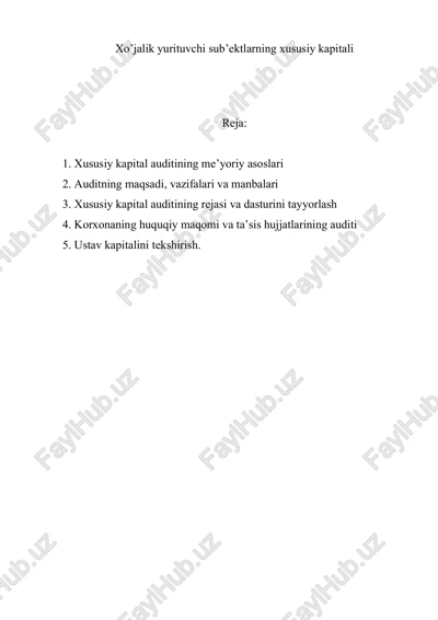 xususiy kapital auditining me’yoriy asoslari — DOCX