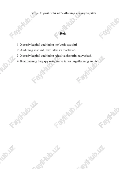 xususiy kapital auditini tayyorlash — DOCX