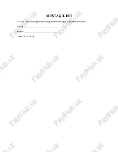 gorizontal quduqlarni burgʻilashda ekologik muhofaza masalalari — DOCX