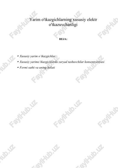 xususiy yarim o’tkazgichlar — DOCX