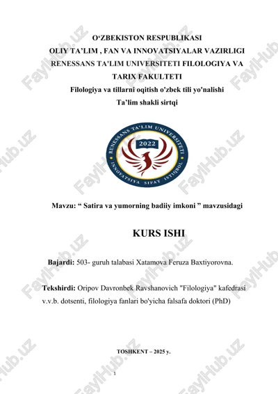 satira va yumorning badiiy imkoni kurs ishi — DOCX