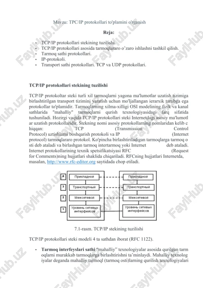 tpc-ip protokollari to'plamini o'rganish — DOCX