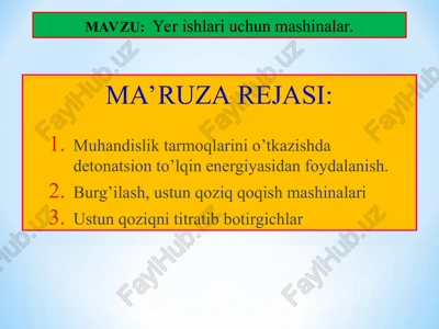 yer ishlari uchun mashinalar — PPT