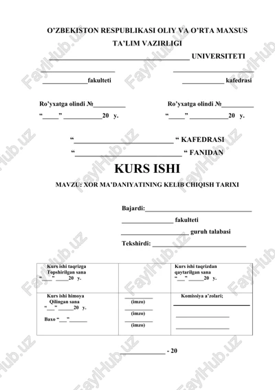 xor ma’daniyatining kelib chiqish tarixi — DOCX