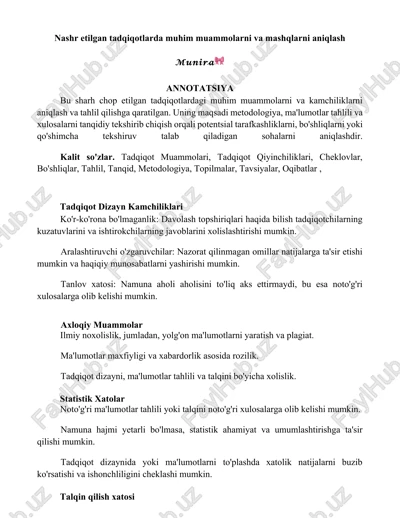 tadqiqot muammolari — DOCX