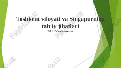toshkent viloyati va singapurning tabiiy jihatlari — PPTX