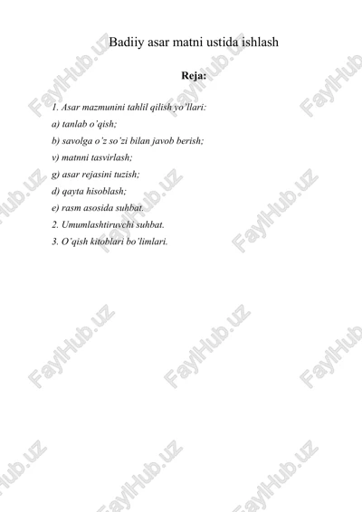 badiiy asar matni ustida ishlash — DOC