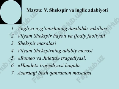 v.shekspir va ingliz adabiyoti — PPTX
