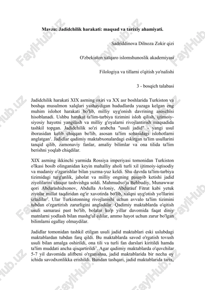 jadidchilik harakati: maqsad va tarixiy ahamiyati — DOCX