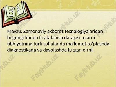 zamonaviy axborot texnalogiyalaridan foydalanish darajasi — PPTX