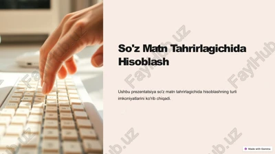 matn tahrirlagichlari haqida umumiy ma'lumotlar — PPTX