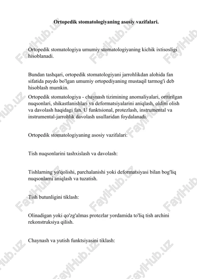 ortopedik stomatologiya — DOCX