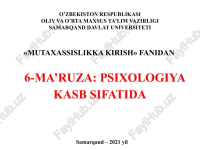 psixologiya kasb sifatida — PPTX