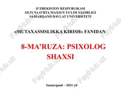 psixologiya fanidan 8-ma'ruza — PPTX