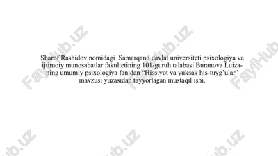 hissiyot va yuksak his-tuyg'ular — PPTX