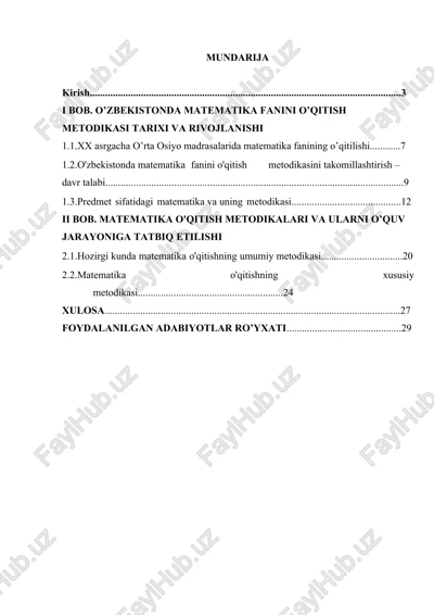 matematika fanini o’qitish metodikasi tarixi va rivojlanishi — DOCX
