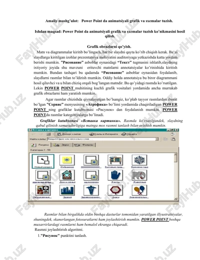 power point da animatsiyali grafik va sxemalar tuzish — DOCX