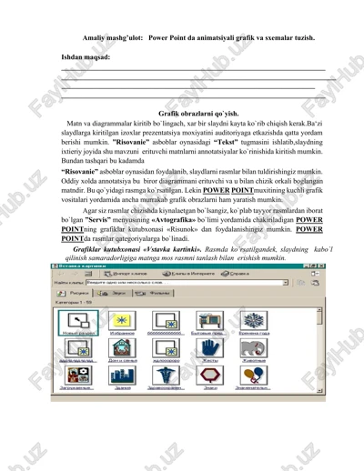 power point animatsiyali grafik va sxemalar tuzish — DOCX