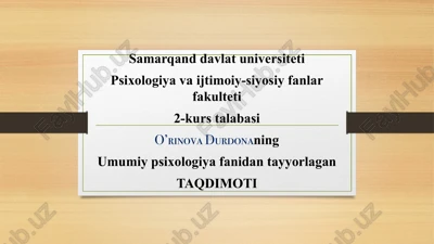 umumiy psixologiya fanidan tayyorlagan taqdimot — PPTX