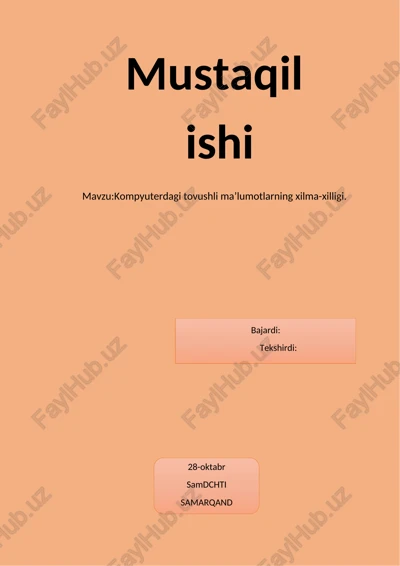 kompyuterdagi tovushli ma’lumotlarning xilma-xilligi — DOCX