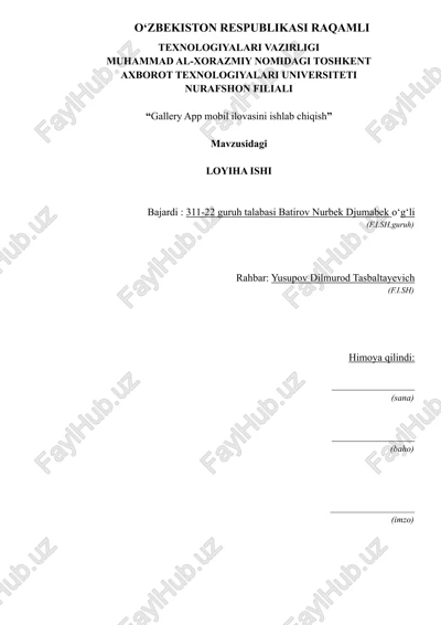 gallery app mobil ilovasini ishlab chiqish — DOCX