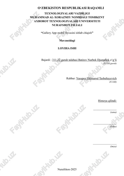 gallery app mobil ilovasini ishlab chiqish — PDF