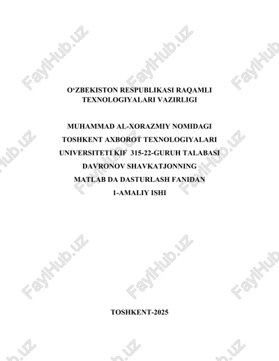 matlab da dasturlash fanidan 1-amaliy ishi — DOCX