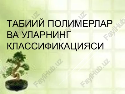 tabiiy polimerlar va ularning klassifikatsiyasi — PPT
