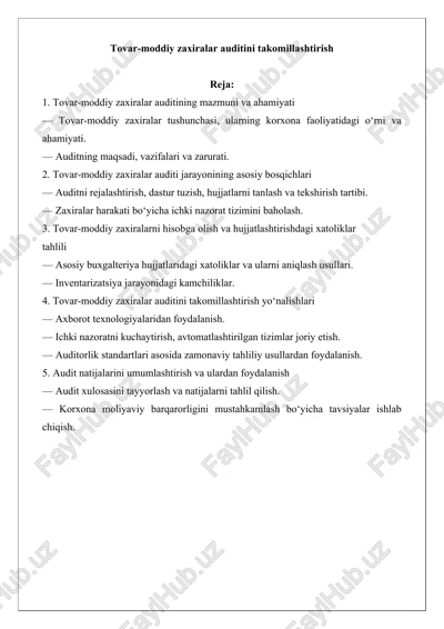 tovar-moddiy zaxiralar auditini takomillashtirish — DOCX