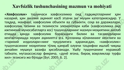 xavfsizlik tushunchasining mazmun va mohiyati — PPTX