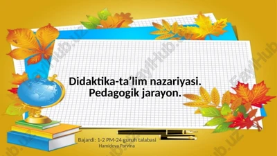 didaktika-ta’lim nazariyasi.pedagogik jarayon — PPTX