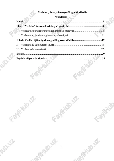 yoshlar ijtimoiy demografik guruh sifatida — DOCX