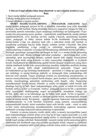 yengil atletika bilan shug‘ullantrish va uni o‘rgatish asoslari.(2-soat) — DOCX
