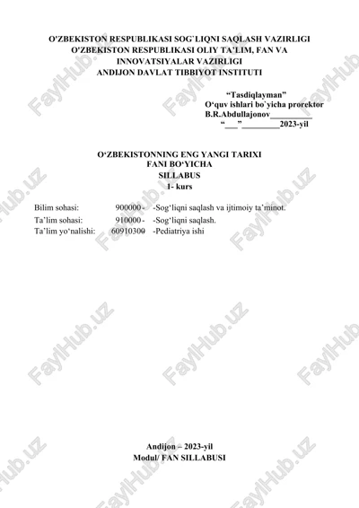 o'zbekistonning eng yangi tarixi — DOCX
