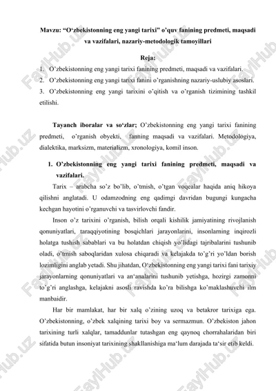 o‘zbekistonning eng yangi tarixi — DOCX
