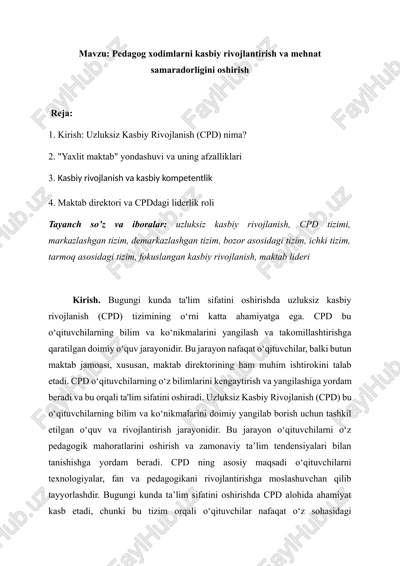 uzluksiz kasbiy rivojlanish (cpd) — DOCX