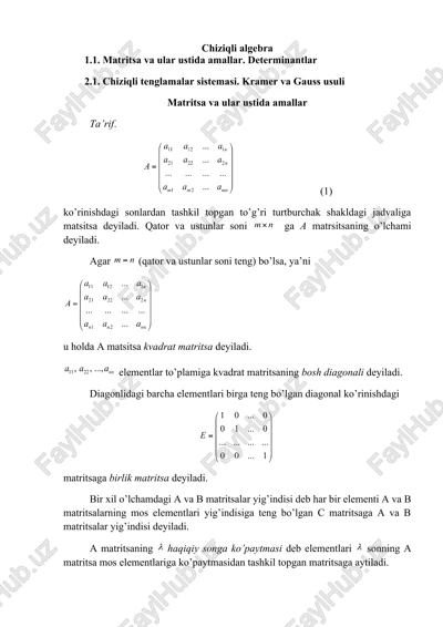 matritsa va ular ustida amallar — DOCX
