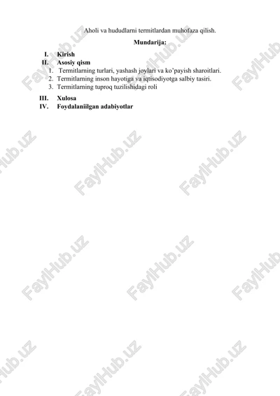 termitlar va ularning zararlari — DOCX