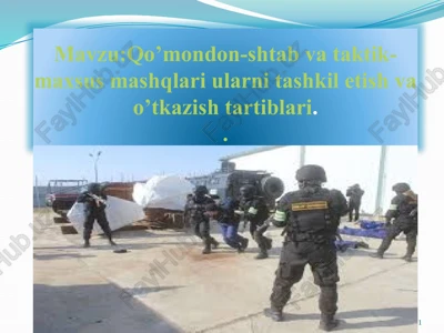 qo’mondon-shtab va taktik-maxsus mashqlari ularni tashkil etish va o’tkazish tartiblari — PPTX
