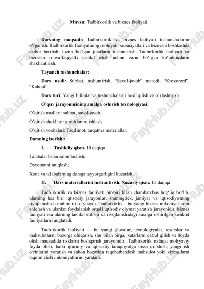 tadbirkorlik va biznes faoliyati — DOCX