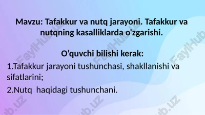 tafakkur va nutq jarayoni — PPTX