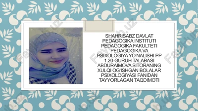 yoshlarning asab tizimini barqarorligi — PPTX