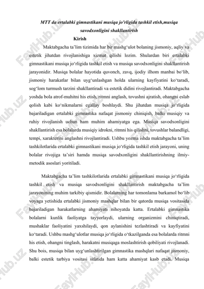 erta talimda gimnastika va musiqa — DOCX