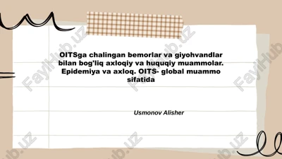 oitsga chalingan bemorlar va giyohvandlar bilan bog'liq axloqiy va huquqiy muammolar — PPTX