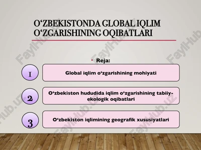 o‘zbekistonda global iqlim o‘zgarishining oqibatlari — PPTX